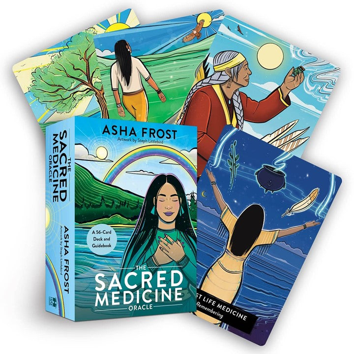 The Sacred Medicine Oracle: A 56-Card Deck and Guidebook Cards by Asha Frost, Steph Littlebird (Illustrator)