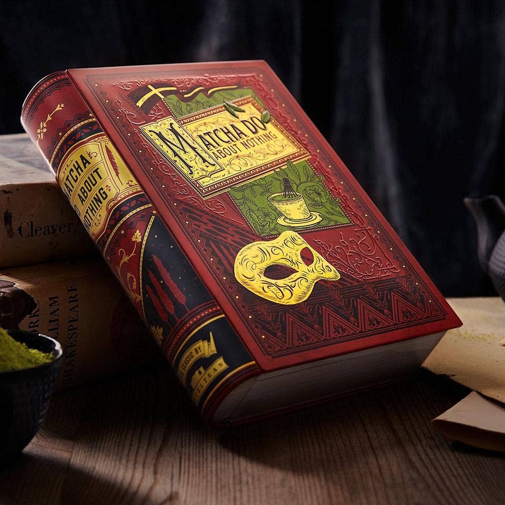 Matcha Do About Nothing Book-shaped Tea Tin inspired by Shakespeare by Novelteas LLC