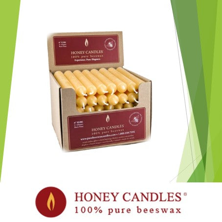 100% Pure Beeswax Candle, Natural 6" Tube by Honey Candles of Kaslo, B.C.