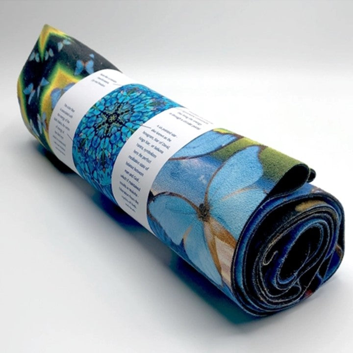 DESTINY: Blue Butterfly Mandala Hot Yoga (Travel) Mat by Starwater Yoga