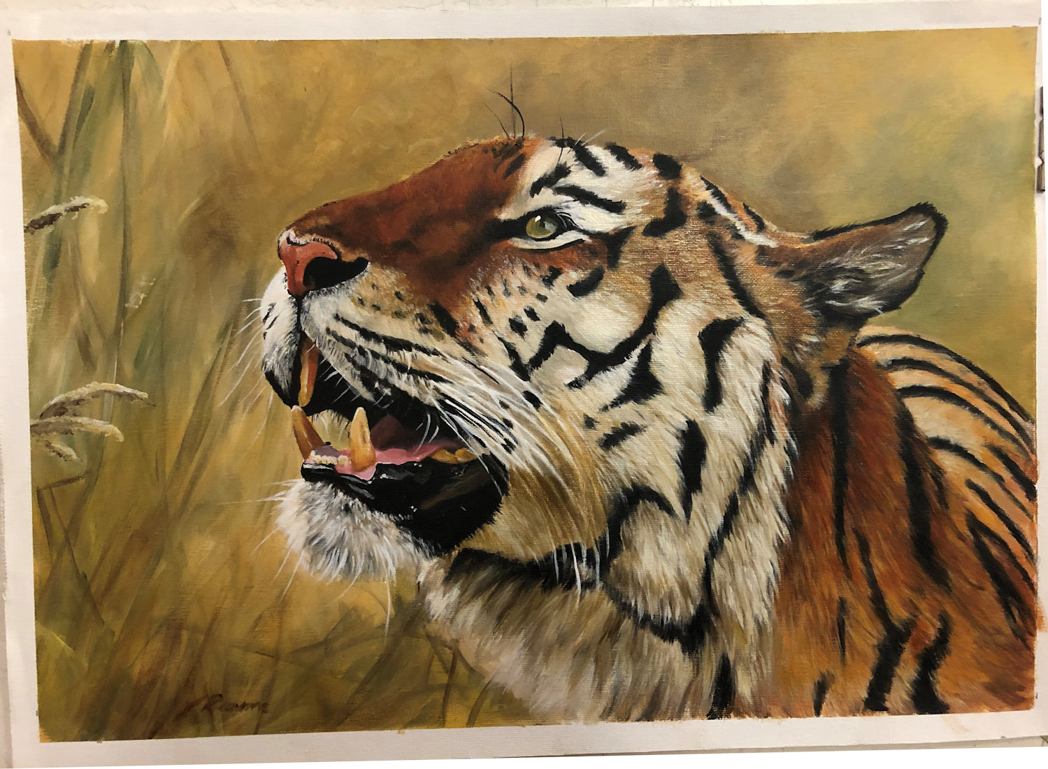 The Tiger: Mixed Media: Original Acrylic & Oil, Signed by the Artist: Elaine Reaume