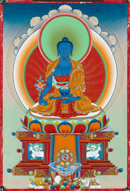 The Medicine Buddha of Healing by Urgyen Gyalpo: 11" x 16 3/8" Giglee Print on Canvas