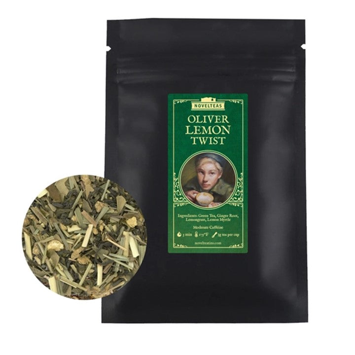 Oliver Lemon Twist - Book-shaped Tea Tin with Organic Green Tea: Ginger Root, Lemongrass, Lemon Myrtle