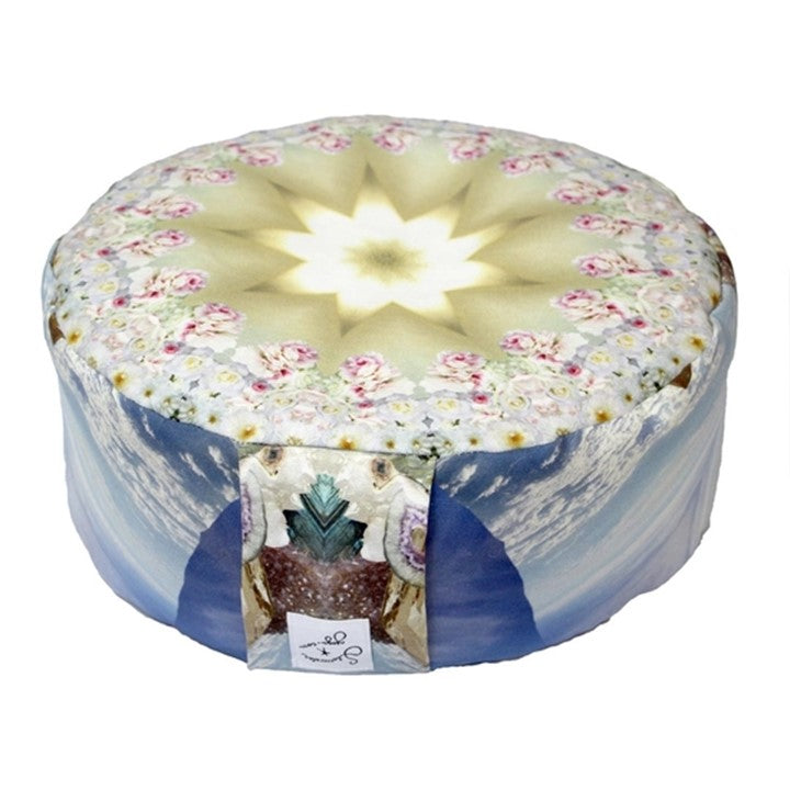 PEACE: White Rose Crystal Meditation Cushion by Starwater Yoga