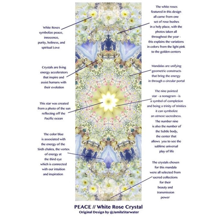 PEACE: White Rose Crystal Hot Yoga (Travel ) Mat by Starwater