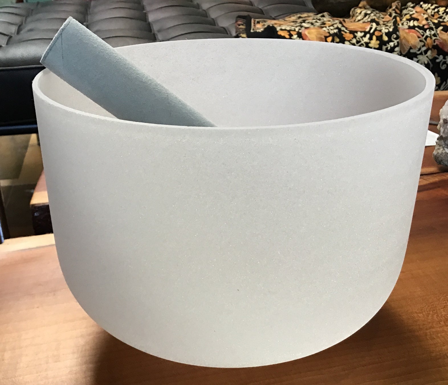 99 Per Cent Quartz Singing Bowls from Nepal with Suede Mallot: 10 Inch: Dia. E Note