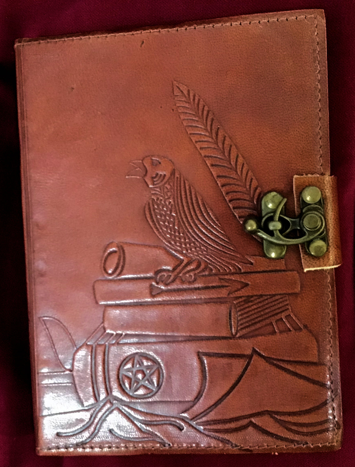 Blank Journal Leather Cover: Raven on Books  5" x 7"