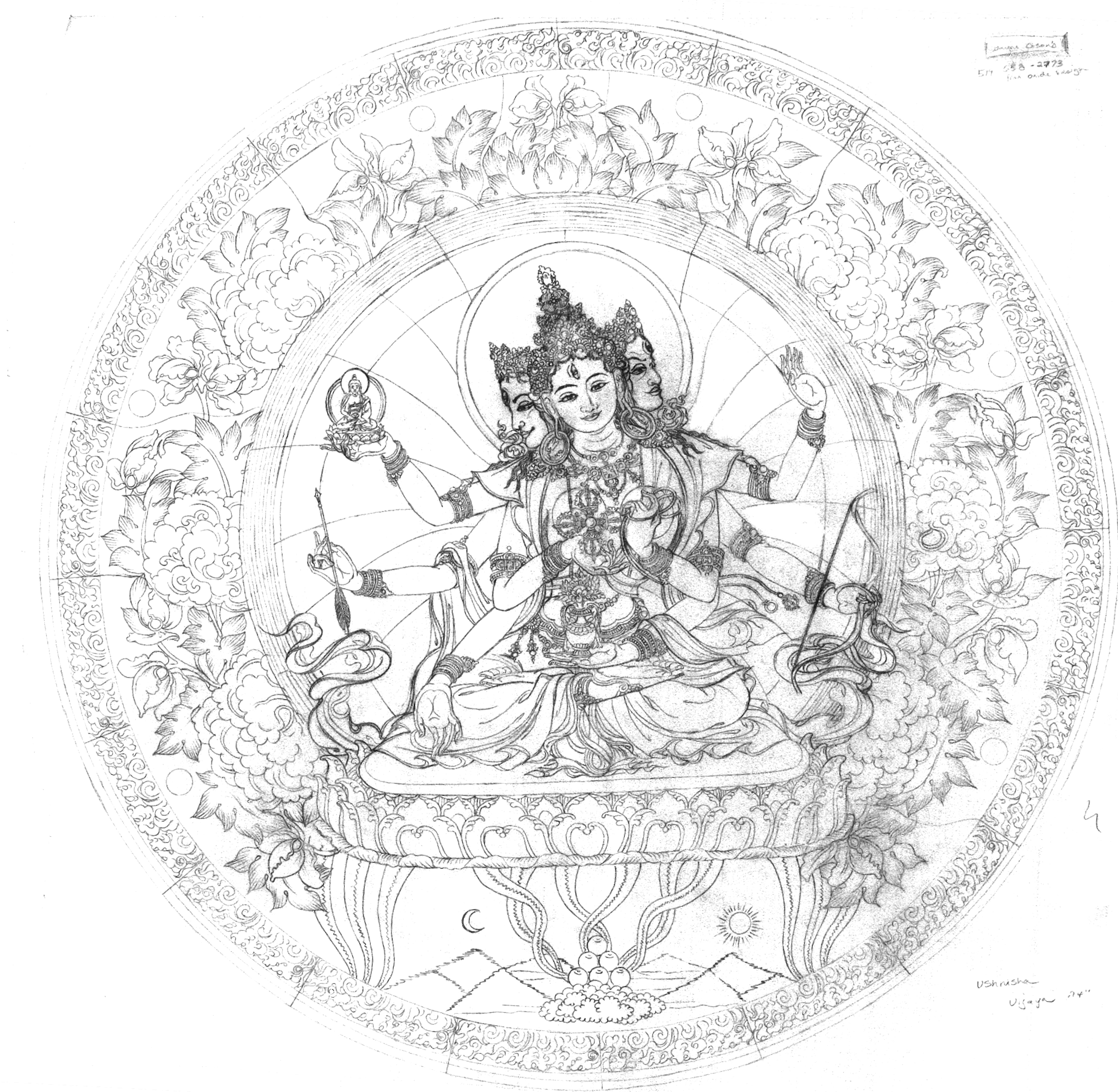 Custom Stained Glass Thangka: Himalayan Art: Single Semi-Wrathful / Wrathful Diety: 24" diameter: $1,900 USD